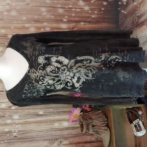 Vocal bling tunic length size large t shirt bling western biker